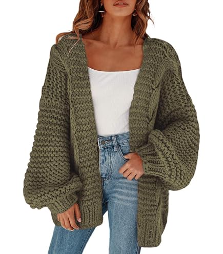 Remikstyt Womens Chunky Cardigan Cable Knit Oversized Open Front